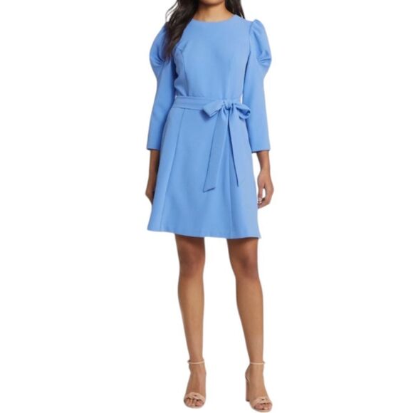 Eliza J Tie Belt A-Line Dress in Periwinkle - Picture 1 of 12